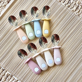  Set thìa dĩa hình gấu Silicon Bar-Rot SPOON & FORK SET chính hãng Hàn Quốc | Bộ thìa nĩa cho bé tập ăn dặm 