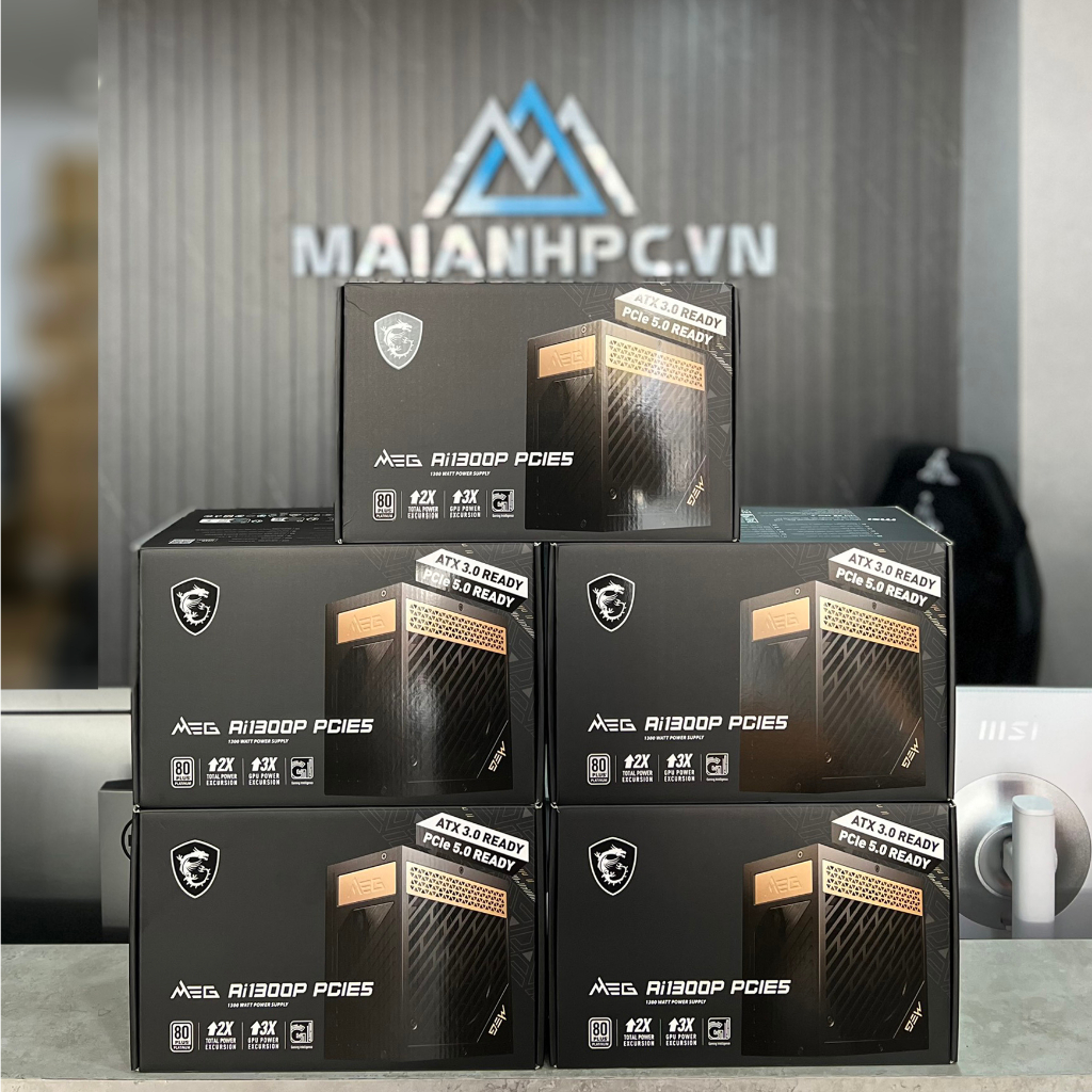 Nguồn máy tính MSI MEG Ai1300P PCIE5 1300W, 80 Plus Platinum, Full Modular bảo hành 10 năm