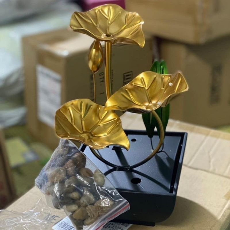 Thác mini đài sen decor nhà cửa bàn làm việc sang trọng hợp phong thủy Miibooshi