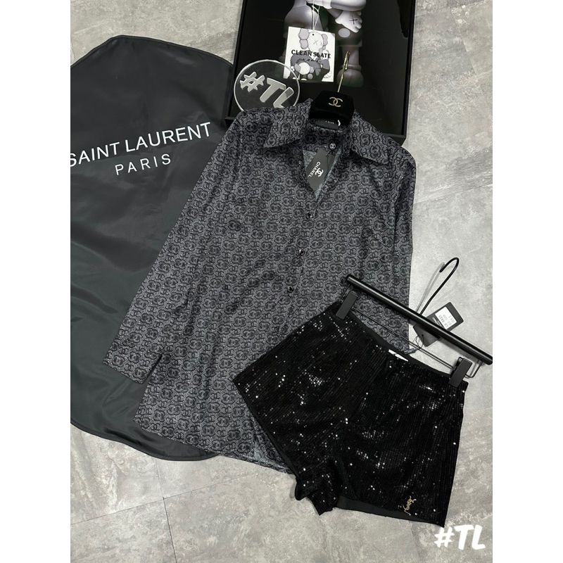 Áo Sơmi Chà Neoo Chấm Bi Nhí Mix Sooc