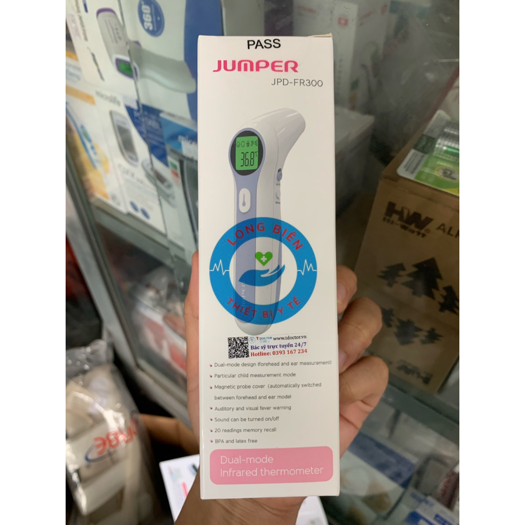 Nhiệt kế hồng ngoại hai chế độ đo tai và trán JUMPER JPD-FR300 dùng cho người lớn và trẻ nhỏ - BH 2 