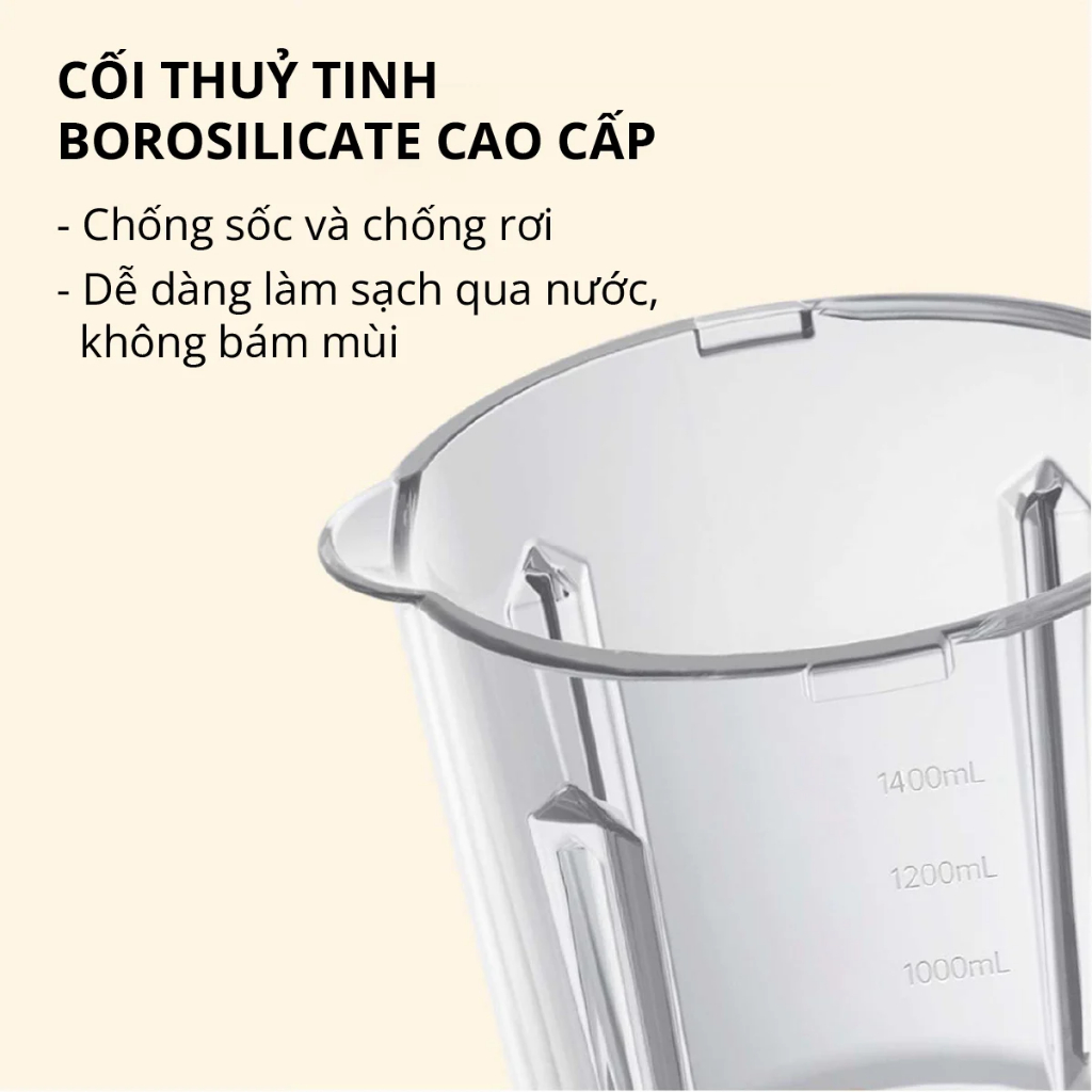 Máy làm sữa đậu nành không cần lọc bã Mishio MK360 800W cối thủy tinh Borisilicate 1.75L