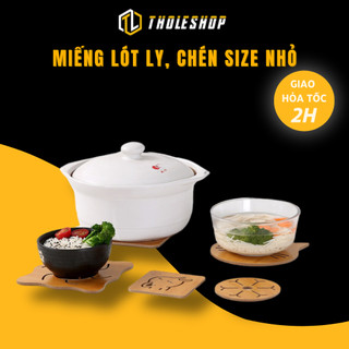 Đế Lót Ly - Rế Lót Ly, Chén Bằng Gỗ Dày Nhiều Hoạ Tiết, Cách Nhiệt Tốt Tholeshop 5723