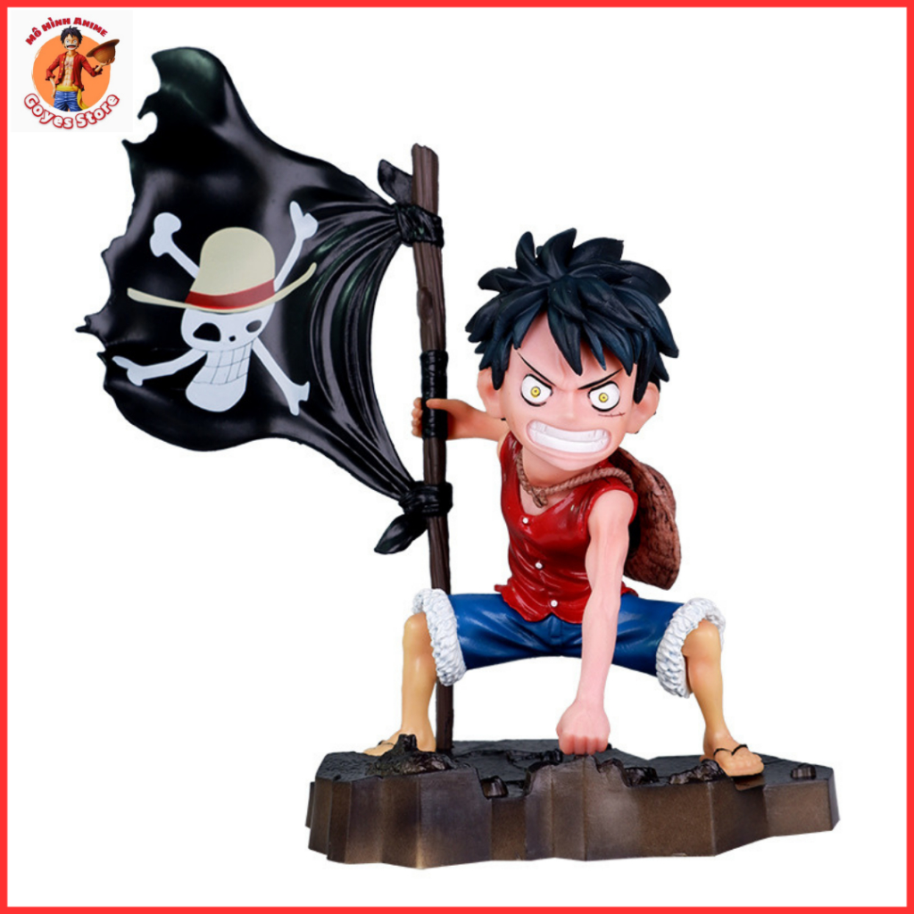[One Piece- Bản đẹp] Mô hình Luffy cầm cờ băng mũ rơm đủ màu- Goyes Store