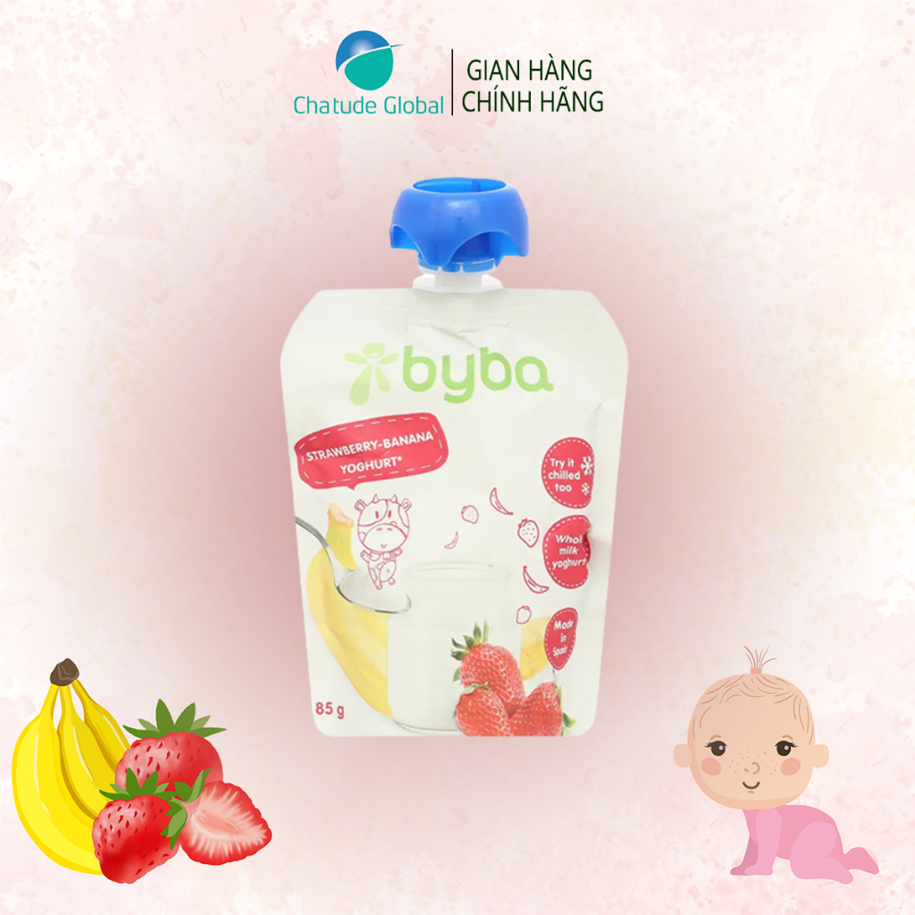 SỮA CHUA NGUỘI BYBA VỊ DÂU CHUỐI, NHẬP KHẨU TÂY BAN NHA