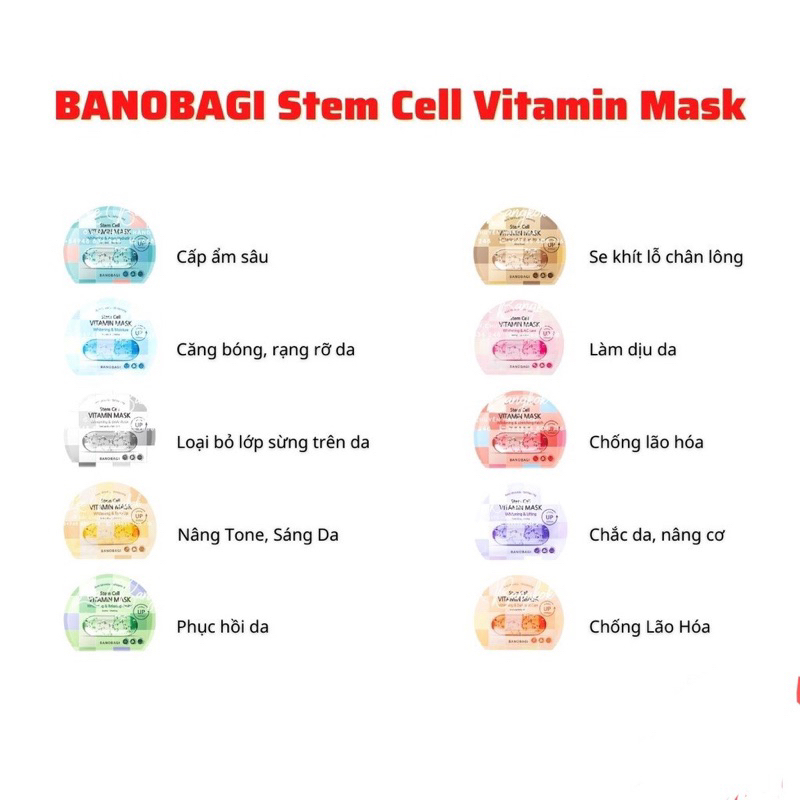 Mặt Nạ Giấy Banobagi Vita Genic Jelly Mask, Stem Cell, Collagen Bổ Sung Vitamin Dưỡng Da Thần Thánh Hàn Quốc 30ml
