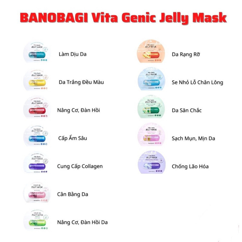 Mặt Nạ Giấy Banobagi Vita Genic Jelly Mask, Stem Cell, Collagen Bổ Sung Vitamin Dưỡng Da Thần Thánh Hàn Quốc 30ml