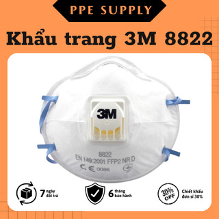 [Freeship Extra, hoàn xu] Khẩu trang 3M 8822, tiêu chuẩn lọc N95, khẩu trang có van thở, chống bụi mịn PM2.5