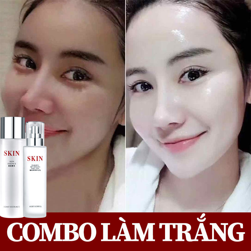 Combo dưỡng da Serum dưỡng trắng da Kem dưỡng da Giảm mụn Vết Thâm Mặt làm trắng Dưỡng ẩm chăm sóc da 120ml+120ml