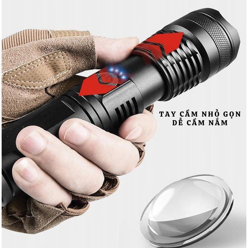 Đèn Pin XUKA Pin Trâu XHP50 Siêu Sáng Ánh Sáng Mạnh Tích Hợp Cổng Sạc USB