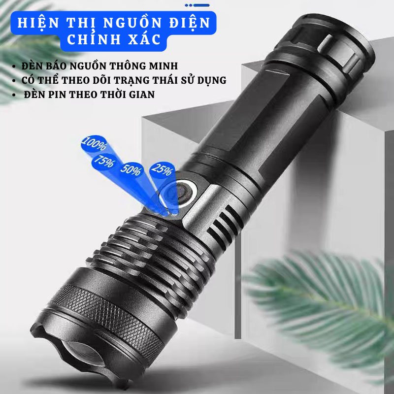 Đèn Pin XUKA Pin Trâu XHP50 Siêu Sáng Ánh Sáng Mạnh Tích Hợp Cổng Sạc USB