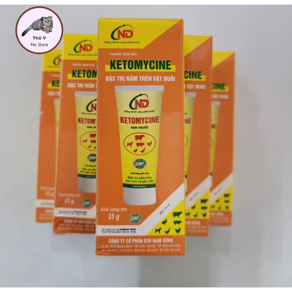 Kem bôi nấm, viêm da cho chó mèo Ketomycin 25g an toàn lành tính