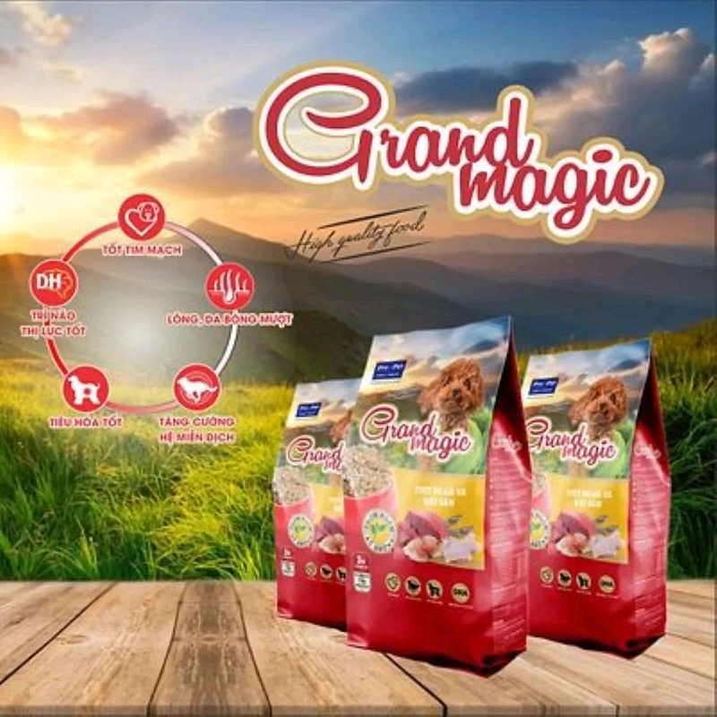 Thức ăn hạt cho chó Grand magic 1kg, cho chó con và chó trưởng thành