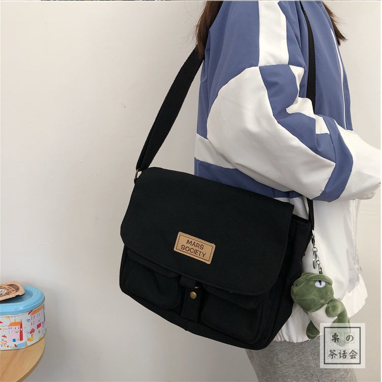 Túi Xách Đeo Vai Vải Canvas Đeo Chéo Phong Cách Nhật Bản Thời Trang Cho Nam Nữ