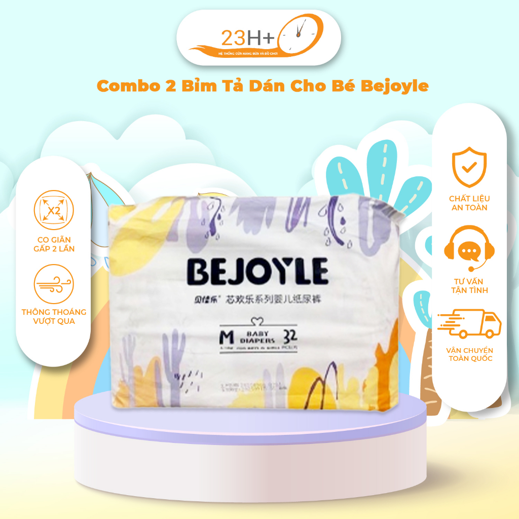 Bỉm/Tã dán cho bé Bejoyle thiết kế 2 lớp chống tràn siêu mỏng thấm hút tốt - 23h.shop