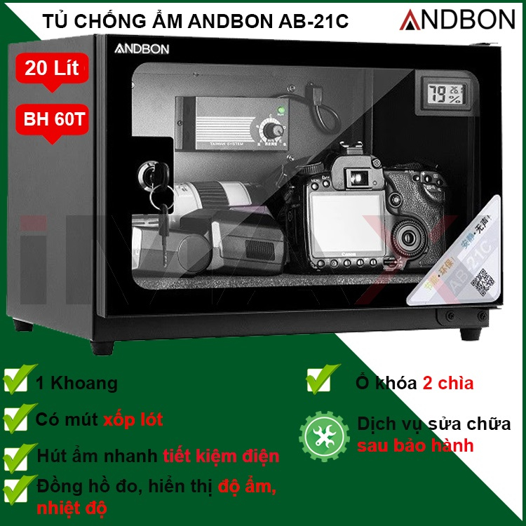 Tủ chống ẩm Andbon AB-21C (Bảo hành 60 tháng dài hạn )-Nhiều quà tặng tùy chọn