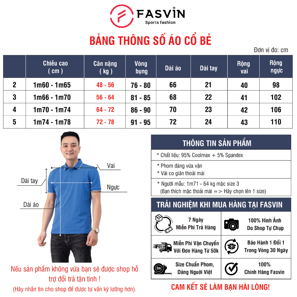 Áo Polo Thể Thao Nam FASVIN PL20248.HN Chất Vải Coolmax thoáng mát phom dáng trẻ trung năng động hàng nhà máy kỹ đẹp