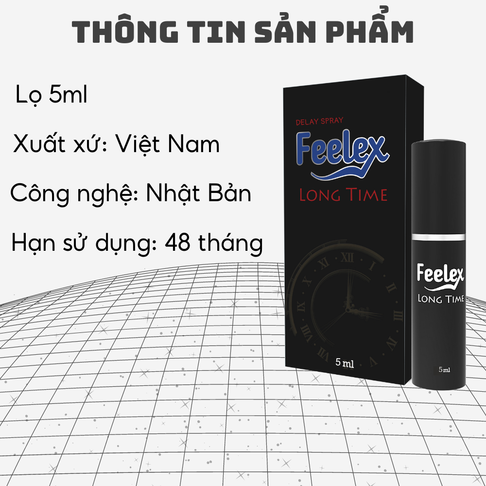 Bộ sản phẩm Feelex Long Time và khăn lau Delay Spray mát lạnh,trong suốt không mùi,hỗ trợ kéo dài thời gian quan hệ-5ml