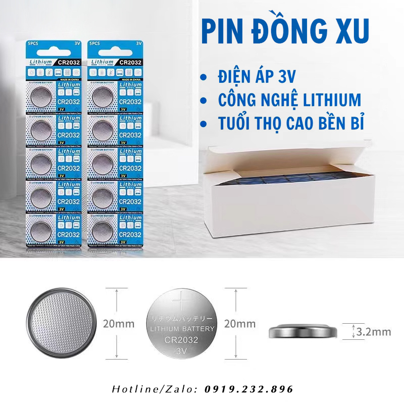 Pin CR2032 Chính Hãng Cho Máy Lên Dây, Máy Tính, Cân Điện Tử - Pin Đồng Xu CMOS Lithium 3V