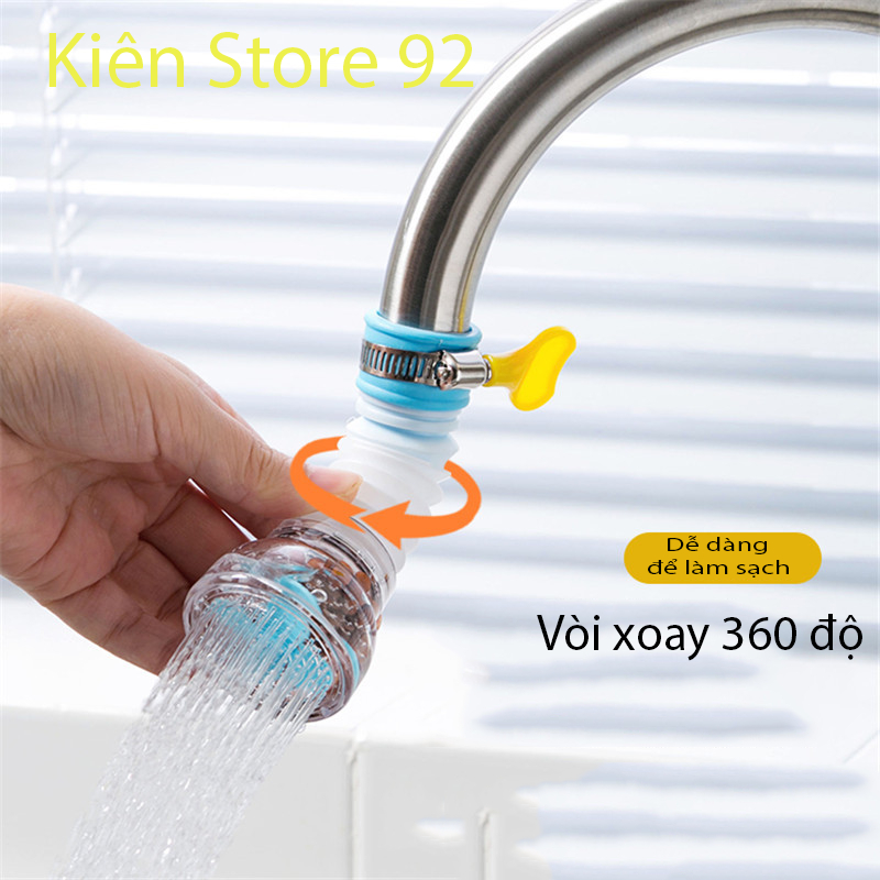[vln] Đầu vòi lọc nước rửa bát tăng áp xoay 360 có thể kéo dài chống bắn nước ra ngoài-vukien9Dx2