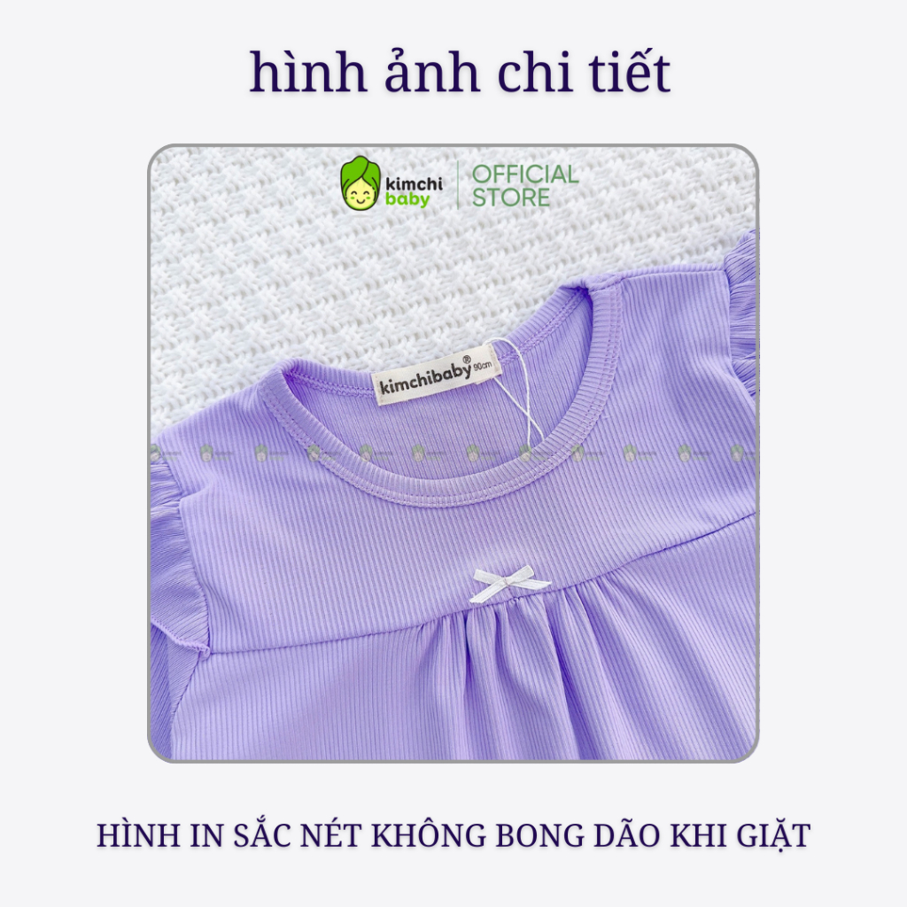 Bộ Dài Tay Cho Bé Gái KIMCHIBABY Vải Thun Tăm Bèo Vai Cánh Tiên, Đồ Bộ Cho Bé Mặc Nhà Thu Đông KCTD309