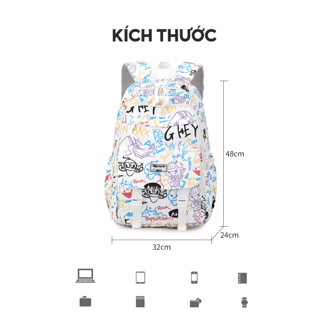 Balo ulzzang học sinh sinh viên đi học thời trang unisex nam nữ hàn quốc màu sắc cá tính 9567