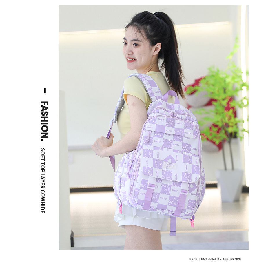 Balo ulzzang học sinh sinh viên đi học thời trang unisex nam nữ hàn quốc màu sắc cá tính 9567