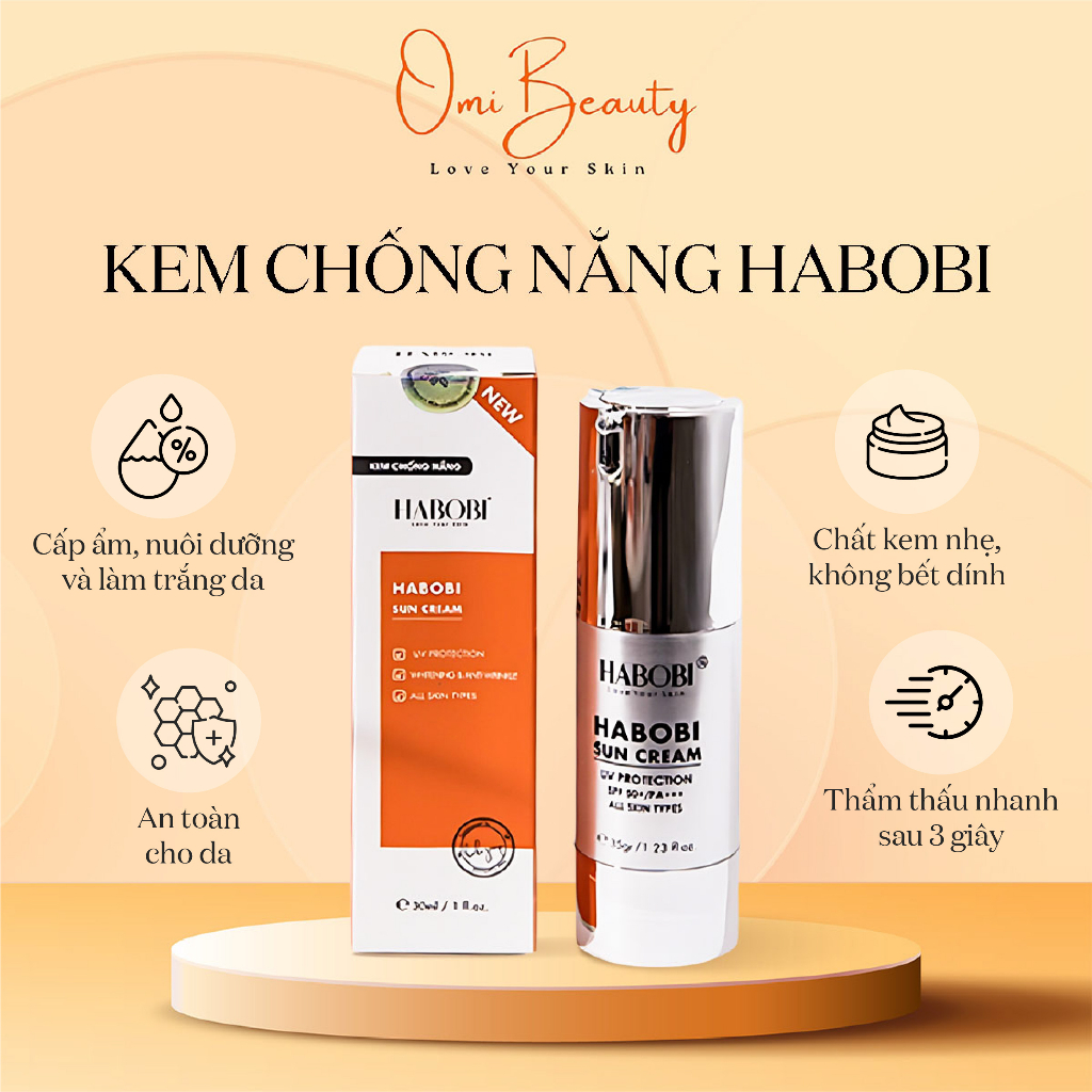 Kem Chống Nắng Nâng Tone Habobi Suncream, Kem Chống Nắng Bảo Vệ Da với SPF 50+ PA+++ - OMI Beauty