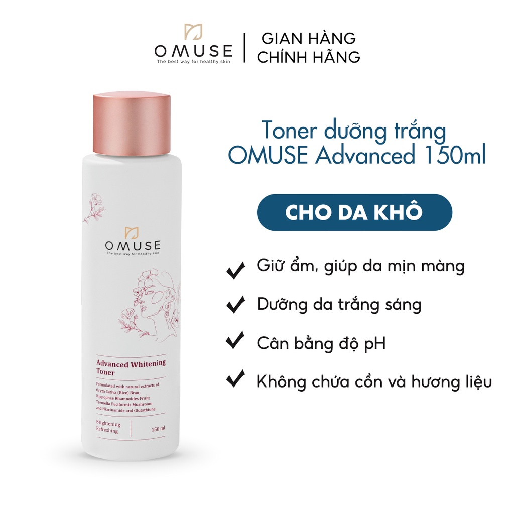 Nước Hoa Hồng Dưỡng Trắng Và Cân Bằng Độ Ẩm Da Omuse Advanced Whitening Toner 150ml | BigBuy360 - bigbuy360.vn