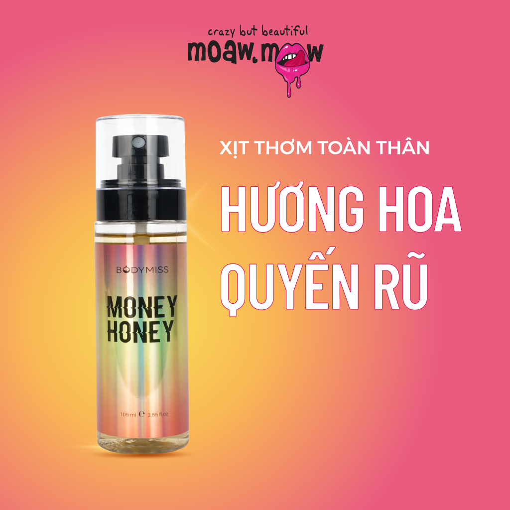 Bodymist xịt thơm toàn thân Money Honey 3 tầng hương riêng biệt, đi dự tiệc, hẹn hò quyến rũ BODYMISS 105ml
