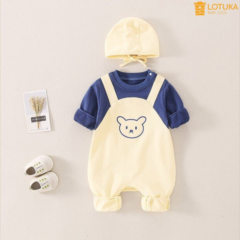 Body Dài Tay LOTUKA Cho Bé, Bodysuit Thu Đông Cho Bé Trai Bé Gái, Quần Áo Trẻ Em, Đồ Bộ Liền Thân Hình Yếm Size 3-12kg