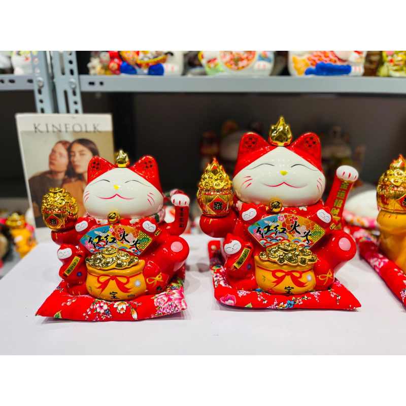 Mèo thần tài vẫy tay maneki neko gốm sứ cao cấp