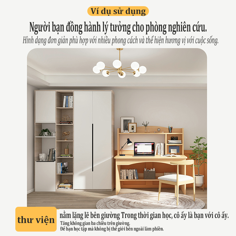 ZEN Bàn học liền giá sách, tủ sách gia đình, bàn viết và làm việc bằng gỗ hiện đại đa năng