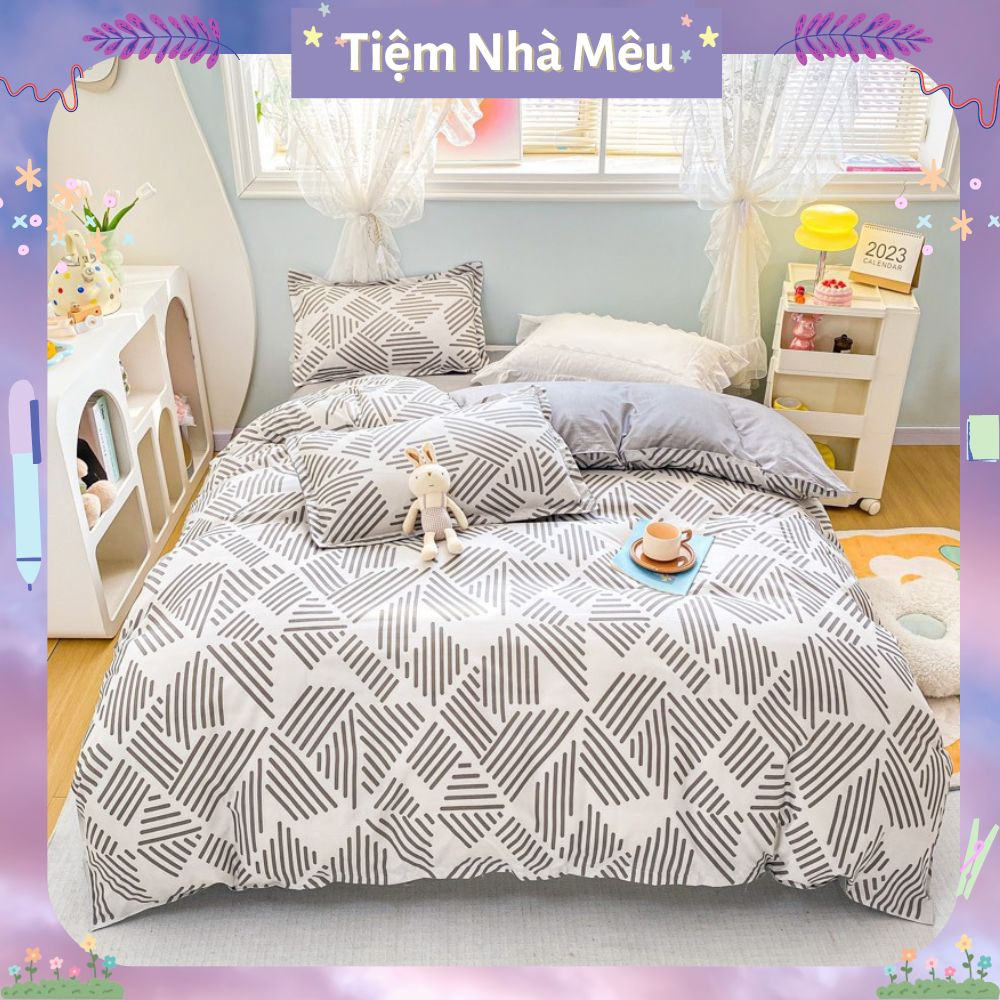 Bộ 4 Món Vỏ Chăn Ga Gối Cotton 3D 80% Nhiều Mẫu Dễ Thương Gần Gũi Thiên Nhiên Bền Bỉ Cao Cấp Fullsize Tiệm Nhà Mêu