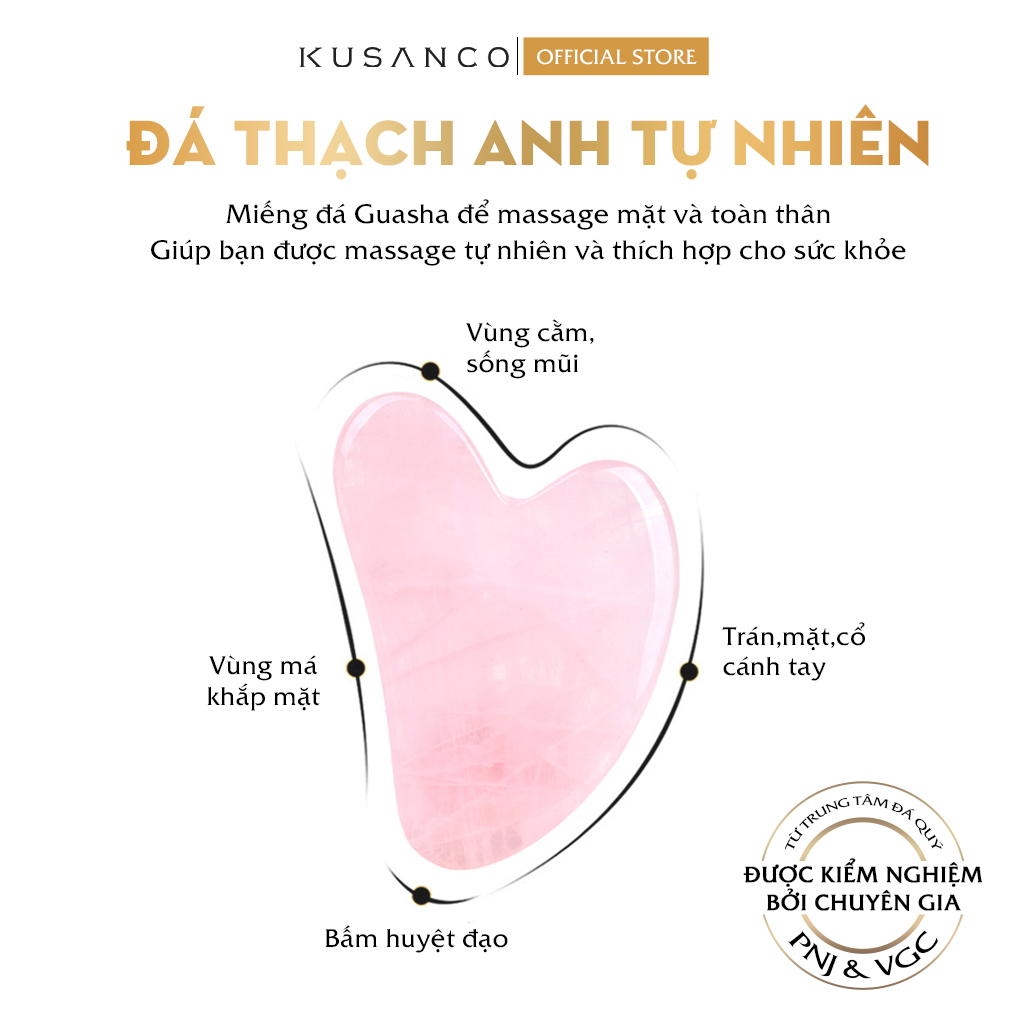Đá massage mặt guasha Kusanco, guasha nâng cơ thon gọn mặt và trẻ hóa làn da