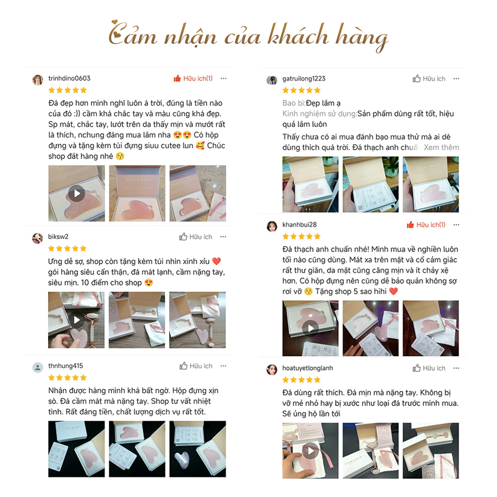 Đá massage mặt guasha Kusanco, guasha nâng cơ thon gọn mặt và trẻ hóa làn da