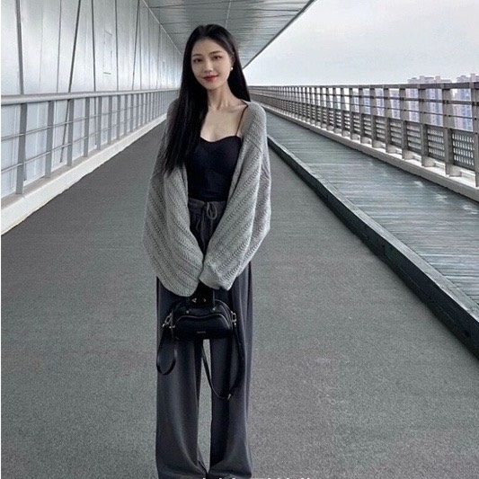 Áo Khoác Len Cardigan, Áo Len Cardigan Lưới Xương Cá Phom Ngắn Dáng Rộng Trẻ Trung Năng Động Cá Tính | Vui Vẻ Shop