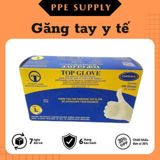 Găng tay y tế không bột Malaysia Top Gloves size M - Loại Dày, dai