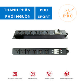 Thanh phân phối nguồn điện pdu 6 port - 6 ổ cắm 3 chấu -