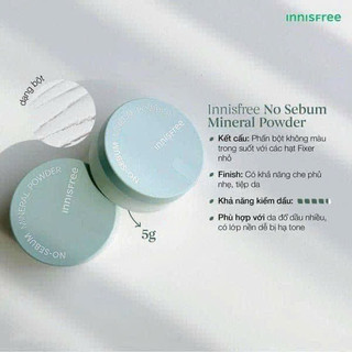 (Mẫu mới) Phấn phủ Innisfree kiềm dầu No-sebum Mineral Powder 5g