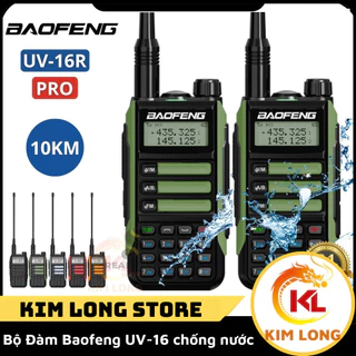 Bộ Đàm Hai Chiều Chống Thấm Nước IP68 2022 Baofeng UV-16R Pro phạm vi kết nối tối đa 10 km - BH 12 tháng