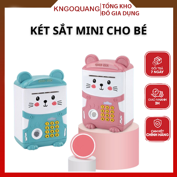 Két Sắt Mini Cho Bé Hình Mèo Dễ Thương, Két Sắt Mở Bằng Mật Mã Thông Minh Nhiều Hình Ngộ Nghĩnh Cho Bé