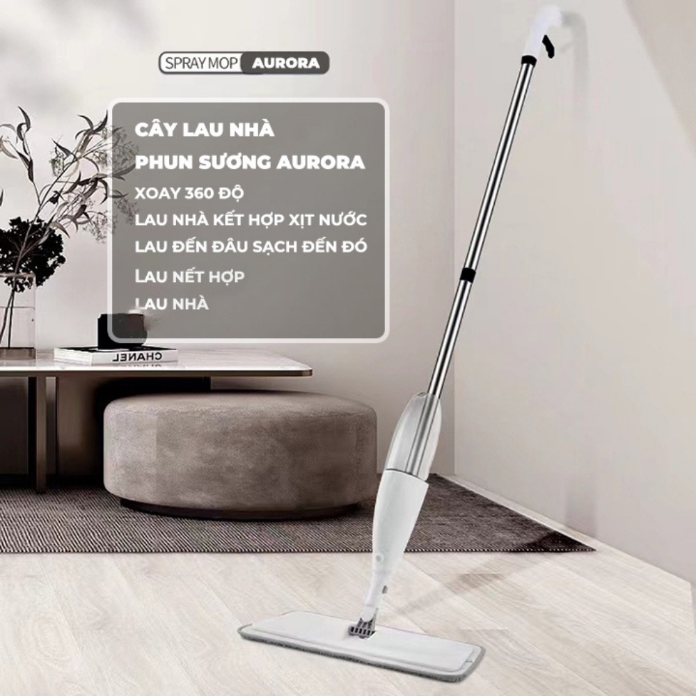 Cây Lau Nhà Phun Sương, Chổi Lau Nhà Thông Minh Phun Sương Có Bình Xịt Xoay 360 Độ Tiện Dụng
