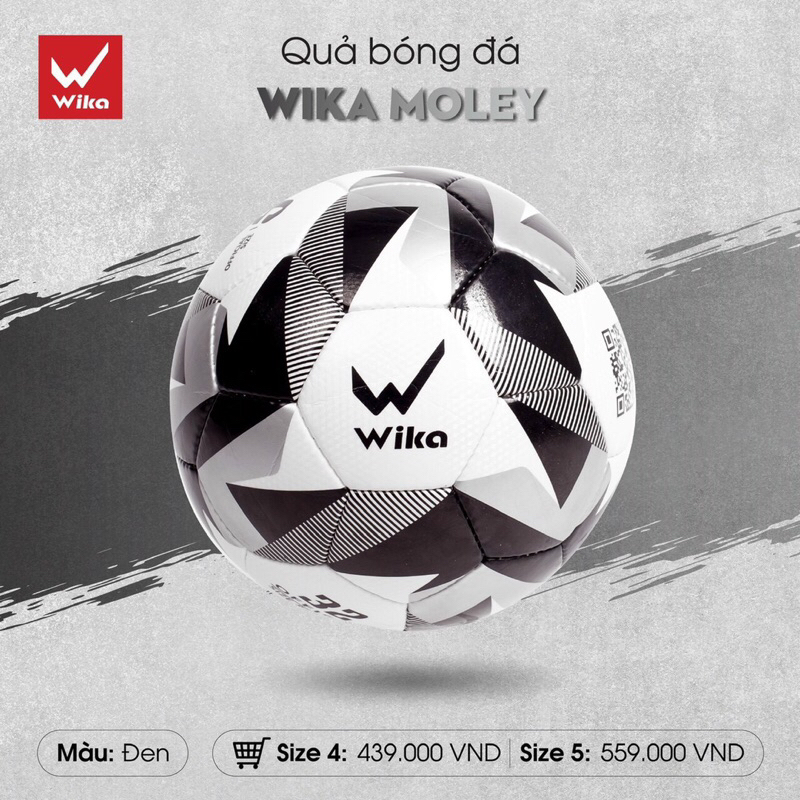 Quả bóng đá trái banh da Wika Moley cao cấp thi đấu giải chuyên nghiệp size số 4 5 màu đen xanh trẻ 