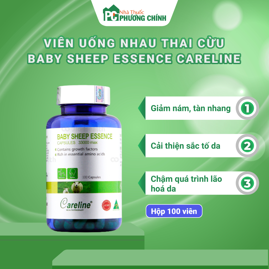 Viên Uống Nhau Thai Cừu Của Úc Baby Sheep Essence CareLine - Giúp Trẻ Hóa Làn Da, Cân Bằng Nội Tiết Tố Nữ