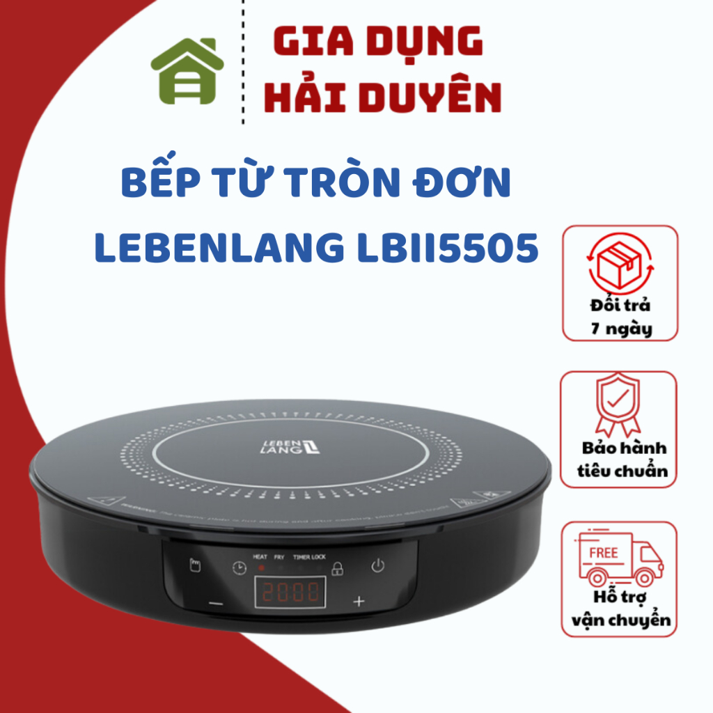 Bếp điện từ đơn tròn Lebenlang thiết kế đẹp LBII5505 Bảo hành 2 năm điều chỉnh điện tử nhỏ gọn