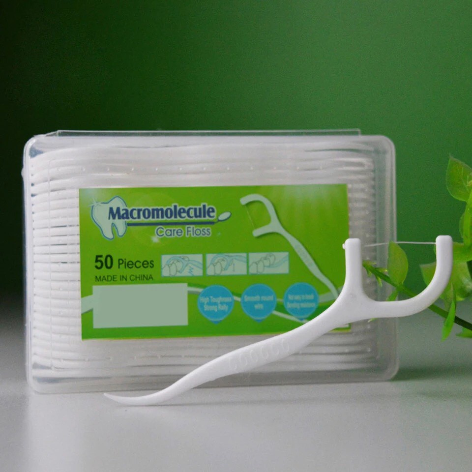 Hộp 50 Tăm Chỉ Nha Khoa Chăm Sóc Răng Miệng - Tăm Xỉa Răng Không Gây Đau Nướu, Làm Sạch Kẽ Răng