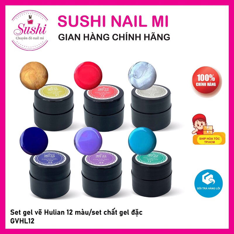 Set gel vẽ 12 màu Hulian  - Sushi nail mi