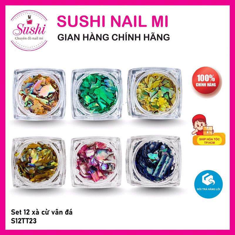 Set xà cừ vân đá phụ kiện trang trí móng 12 hủ - Sushi nail mi
