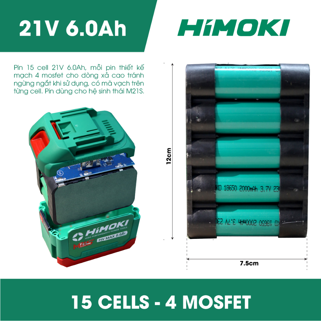 Máy khoan bê tông Himoki HM-RH2603 3 Chức năng - Khoan bê tông sử dụng chân pin phổ thông bảo hành chính hãng 12 Tháng